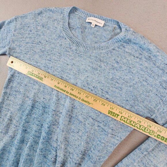 White + Warren Sweater Womens XS Blue Pullover 100% Linen Lightweight Tie Hem - Picture 5 of 9